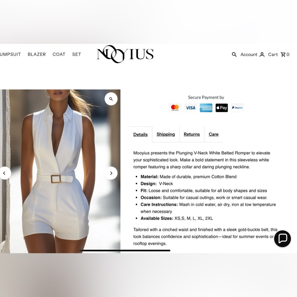 White Plunging V-Neck Belted Romper